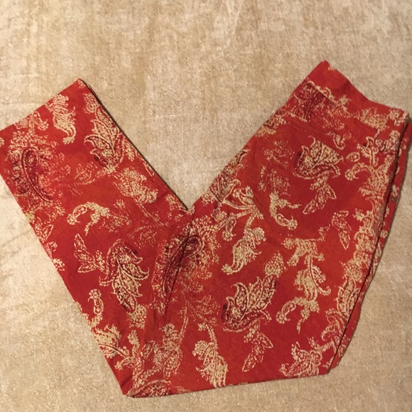Lauren Ralph Lauren Red Paisley / Floral Pants - Picture 1 of 8